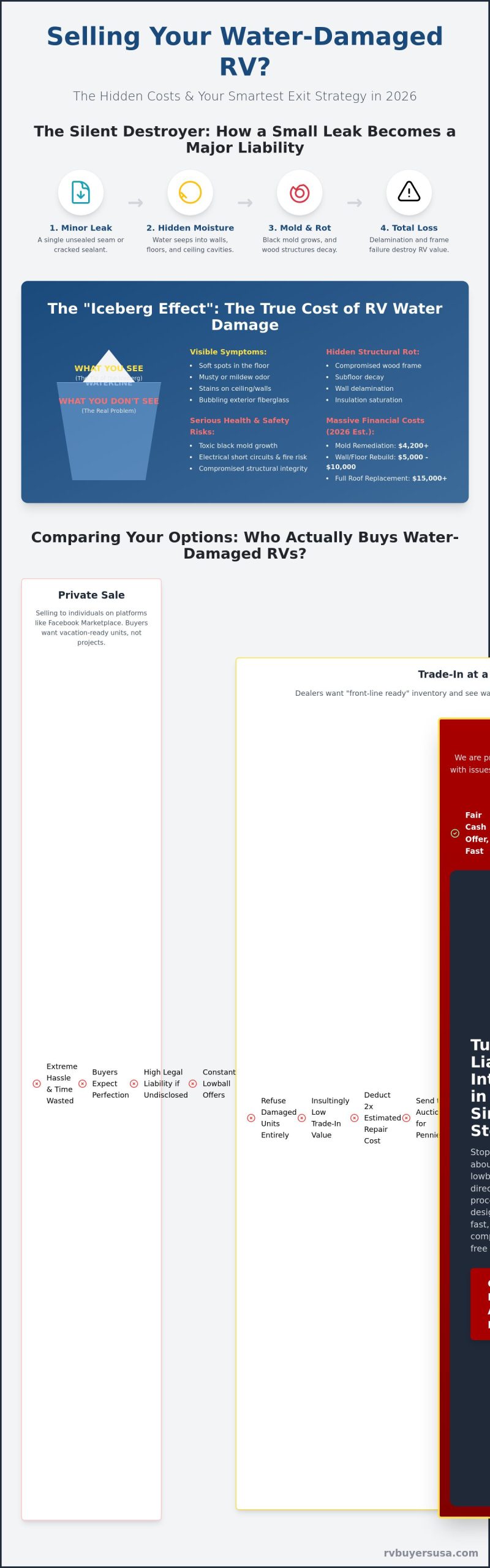 Who Buys RVs with Water Damage? Your 2026 Guide to Selling a Damaged Camper